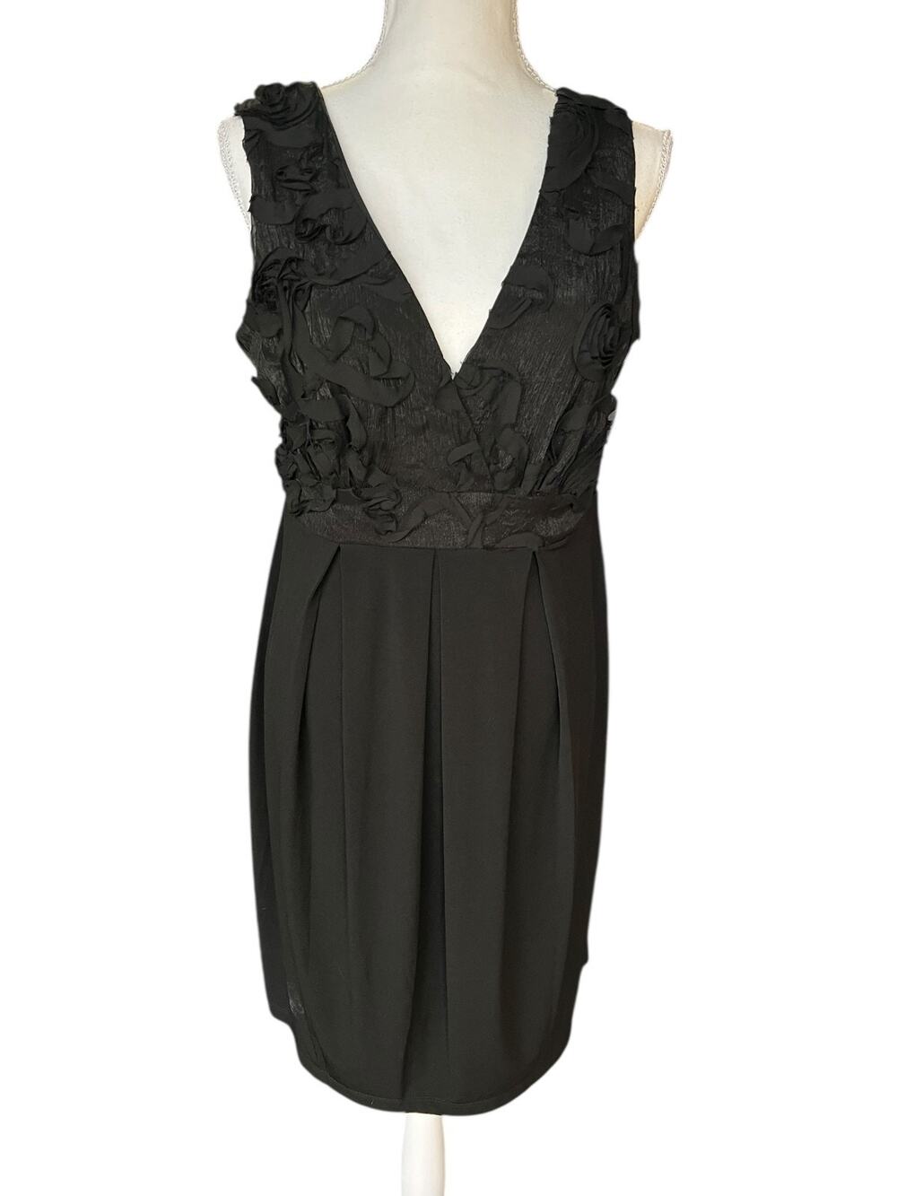 Enfocus Studio Vintage 90s Women's Lace Midi Dress V-Neck Black Size 12 NEW